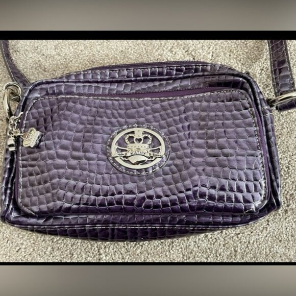 Kathy Van Zeeland Lavender Embossed Croc Crossbody with wallet and charms - Picture 1 of 10